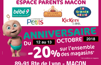 - 20 % à l'espace Parents de Mâcon les 12 et 13 octobre !
