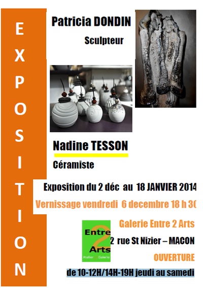 Mâcon : exposition de Patricia Dondin, sculpteur et de Nadine Tesson céramiste à la Galerie 2 arts