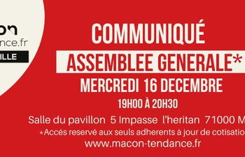 L'assemblée générale de Mâcon Tendance aura lieu le 16 décembre
